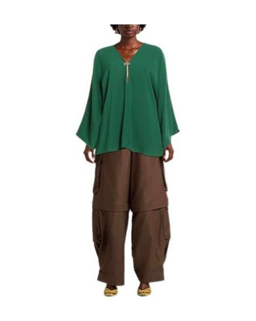 Max Mara Green Solid Color Long-Sleeve Shirt