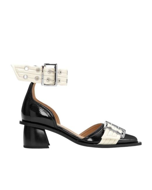 Ganni Metallic Buckled Open Cut Pumps