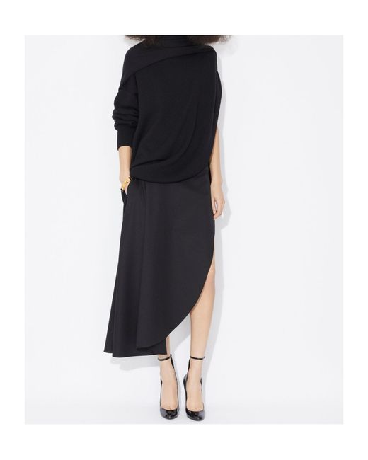 Alaïa Blue Knitted Asymmetrical Cape Pullover