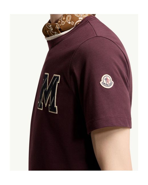 Moncler Purple Cotton Jersey Monogram T-Shirt for men