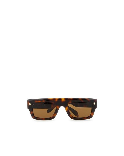 McQueen White Eyewear Rectangular-Frame Sunglasses