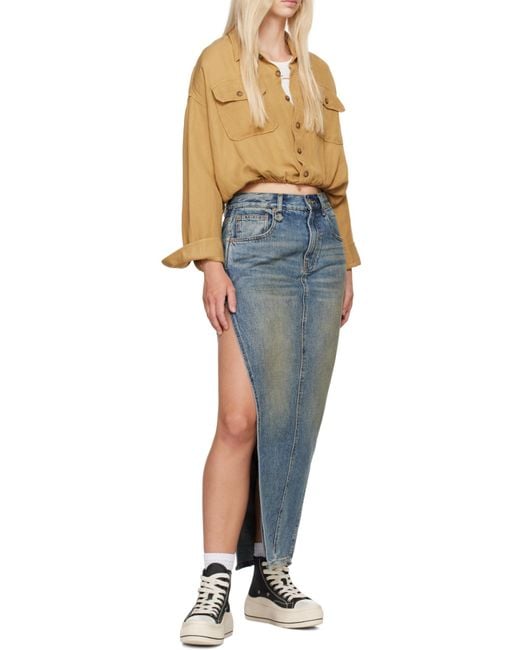 R13 Black Devon Side Slit Denim Skirt