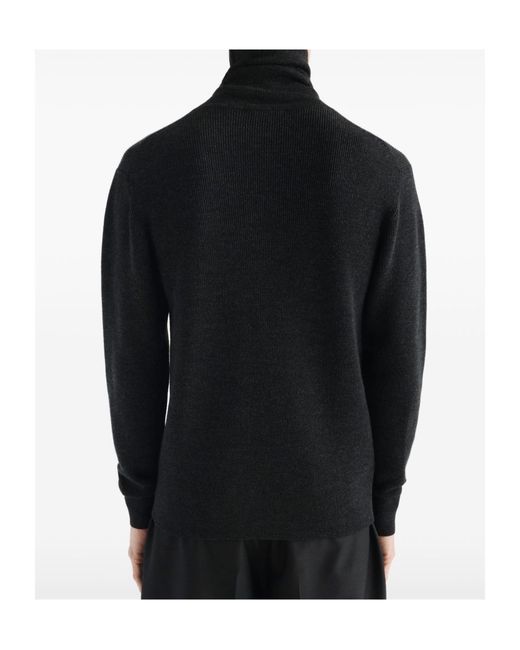 Lemaire Black Long-Sleeved Sweater for men