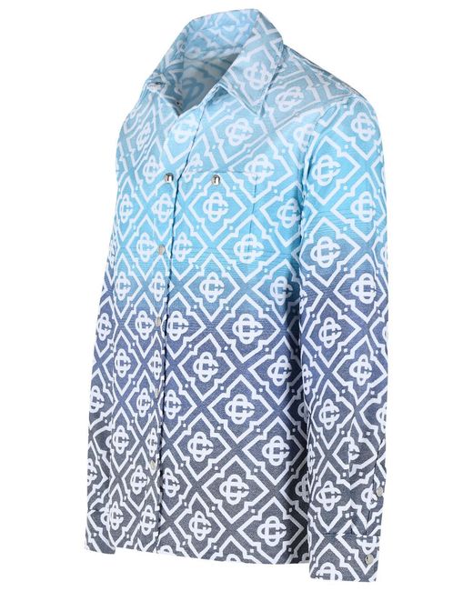 Casablanca Blue Monogram Gradient Jacquard Shacket for men