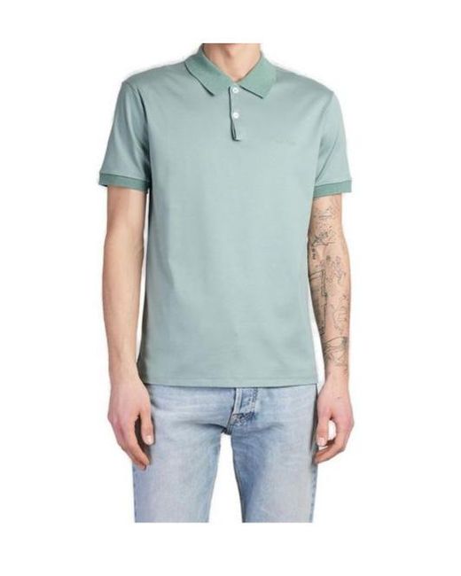 Lanvin Blue Logo Embroidered Polo Shirt for men