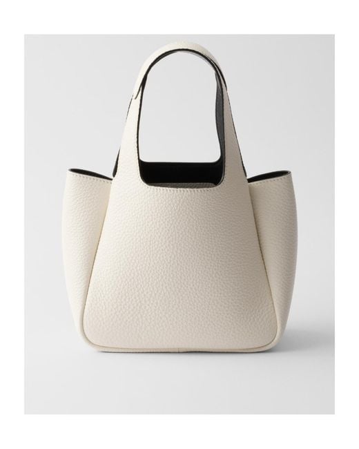 Prada White Logo Shopping Tote Bag