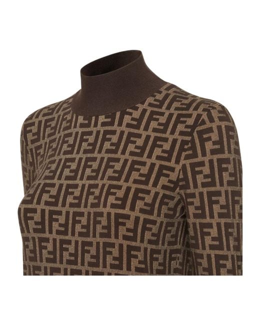 Fendi Brown Monogrammed Knitted Jumper
