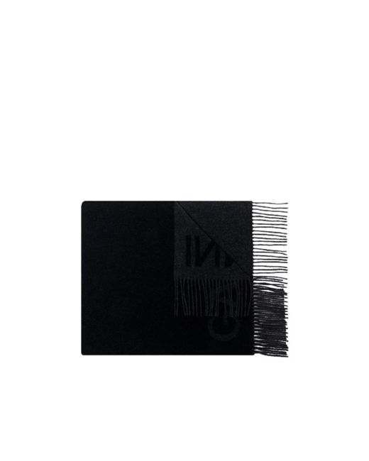 Ganni Black Fringed Scarf