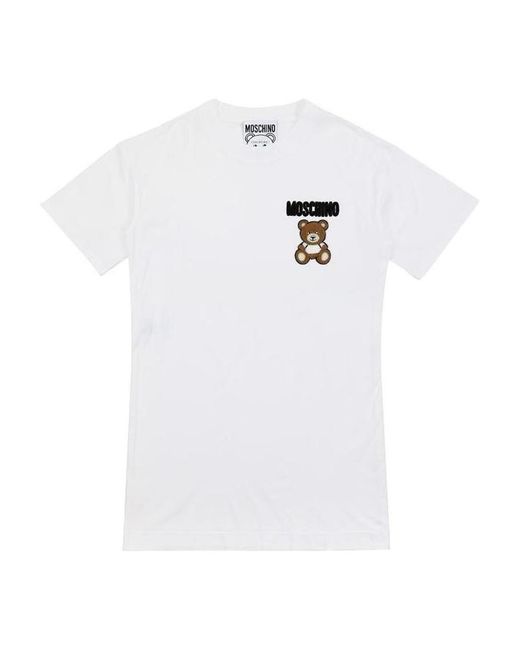 Moschino White Teddy Bear Beaded T-Shirt Dress