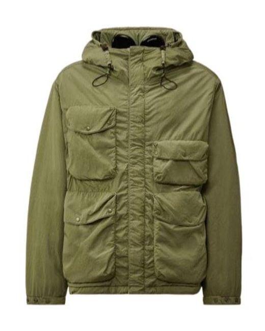 C P Company Green Chrome-R Goggles And Cotton-Padded Jacket for men