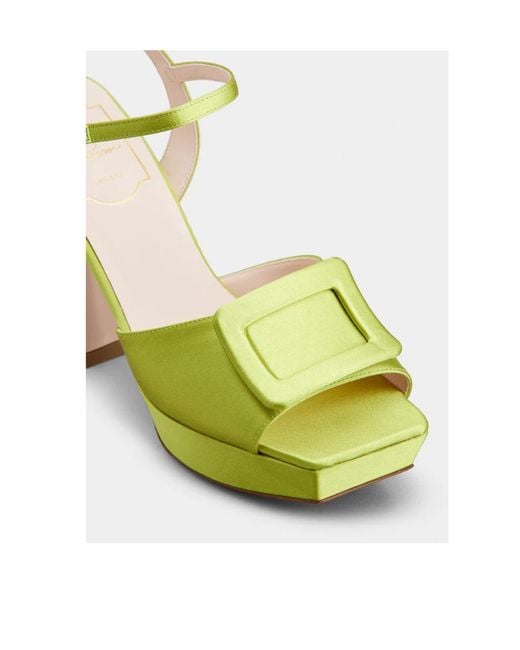 Roger Vivier Green Covered Buckle Platform Sandals