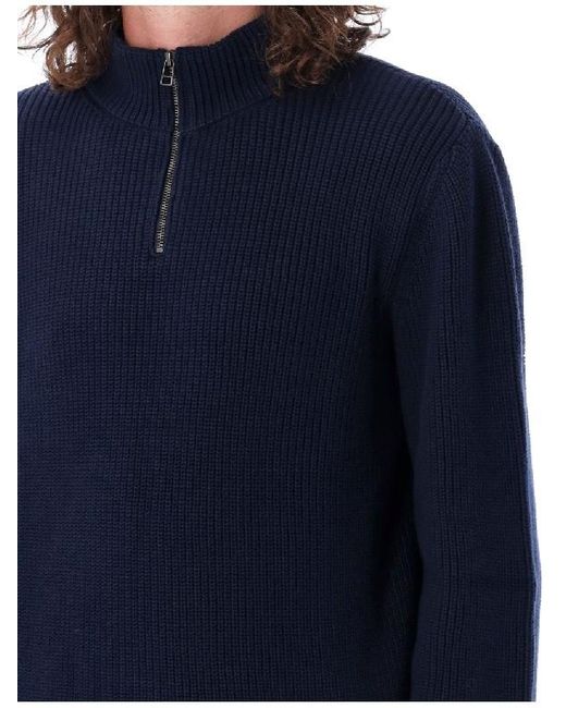 A.P.C. Blue Alex High-Neck Knitted Jumper for men