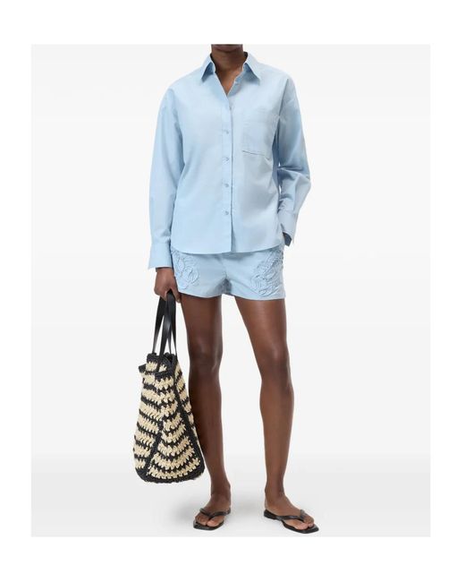 Closed Blue Embroidered Oversized Shirt