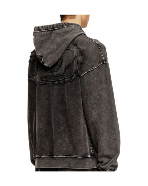DIESEL Black Minimalist Versatile Hoodie for men
