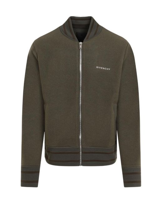 Givenchy Green 4G Motif Zip-Up Jacket for men