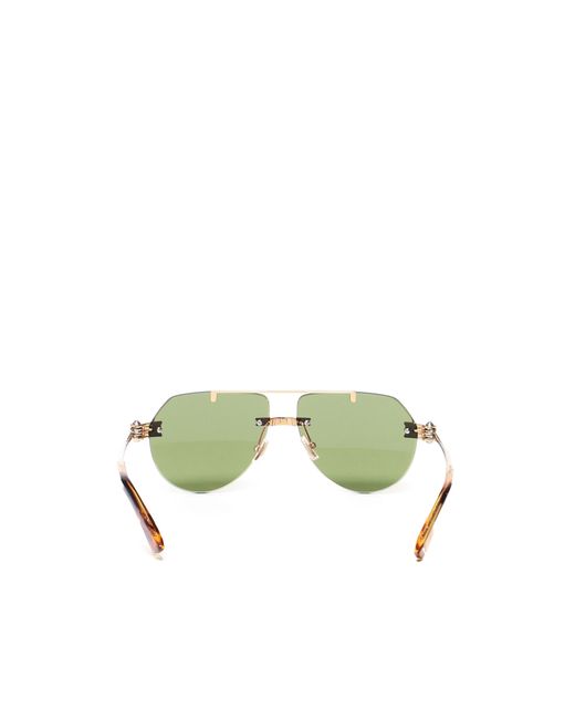 Bottega Veneta Green Eyewear Aviator Frame Sunglasses
