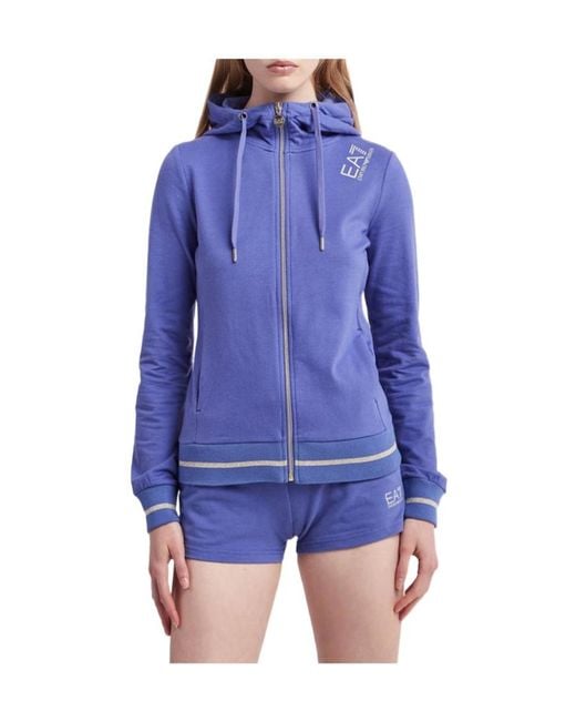EA7 Blue Drawstring Hooded Hoodie