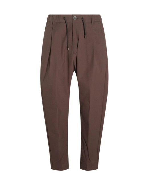 Herno Brown Drawstring Pleated Trousers for men