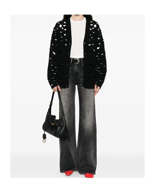 R13 Black Distressed Button-Up Cardigan