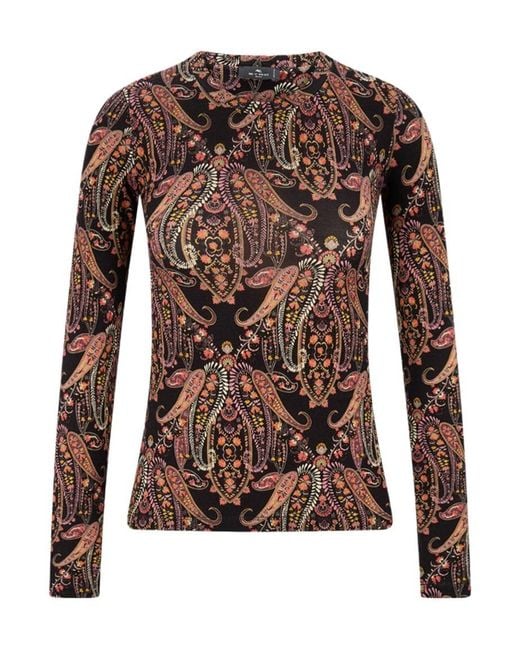 Etro Brown Long-Sleeved T-Shirt