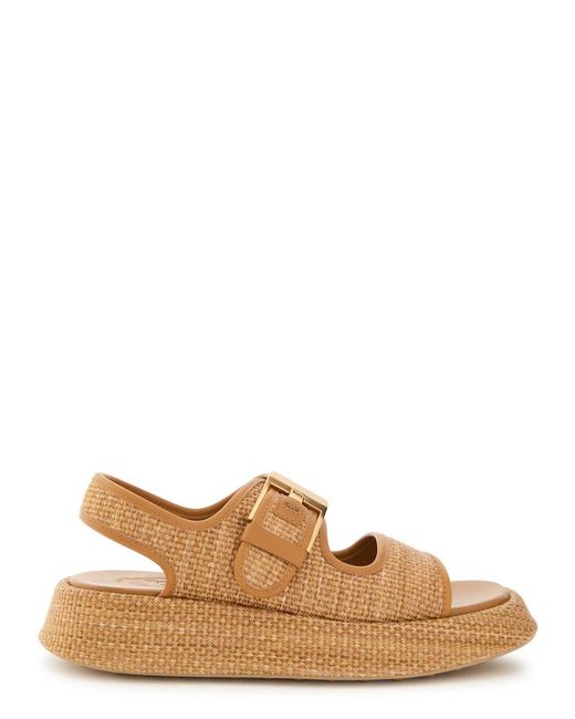 Tod's Brown Straw Woven Sandals