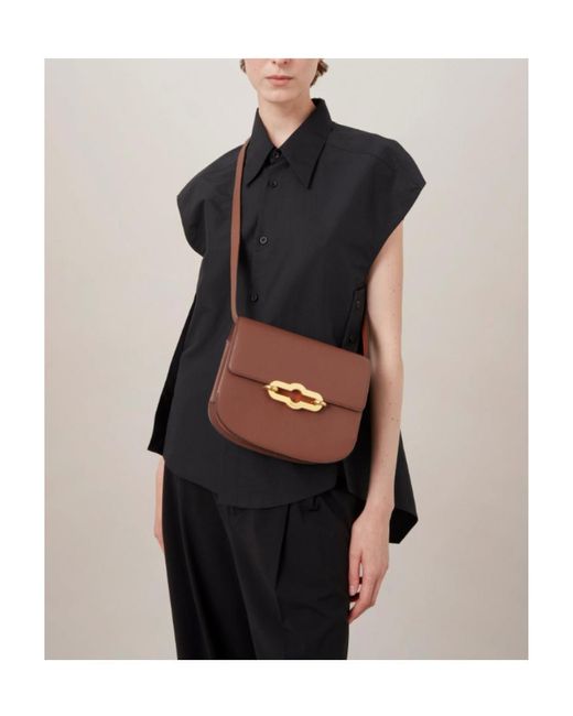 Mulberry Brown Pimlico Foldover Top Crossbody Bag