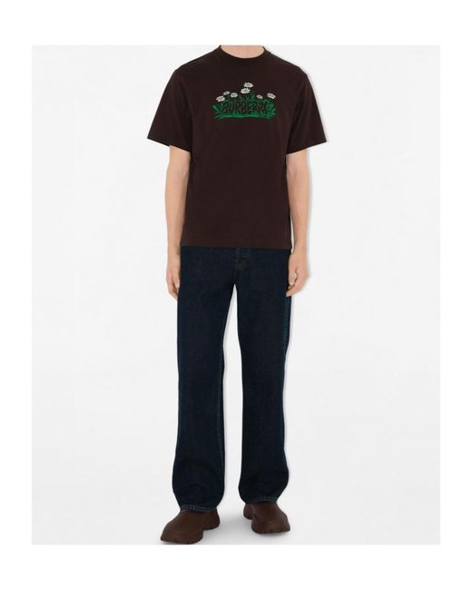 Burberry Black Graphic Printed Crewneck T-Shirt for men