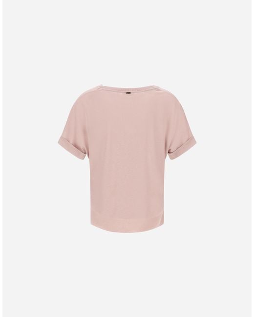 Herno Pink Resort Pleated Jersey T-Shirt