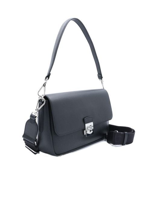 Coccinelle Blue Flap Buckle Shoulder Bag