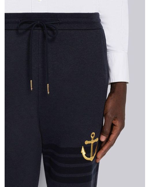 Thom Browne Blue Anchor Embroidered Trackpants for men