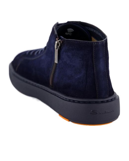 Santoni Blue High Lace-Up Sneakers for men