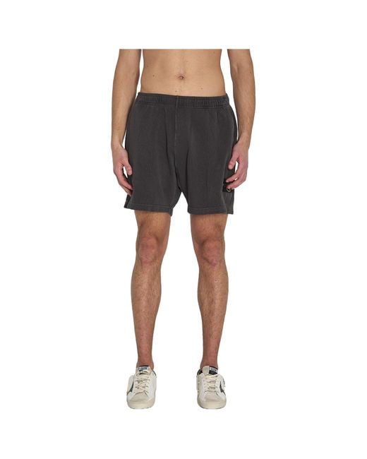 Stone Island Black Logo Patch Elasticated Waistband Shorts for men