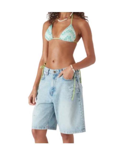 Casablanca Green Wavy-Monogram Tie Bikini Top