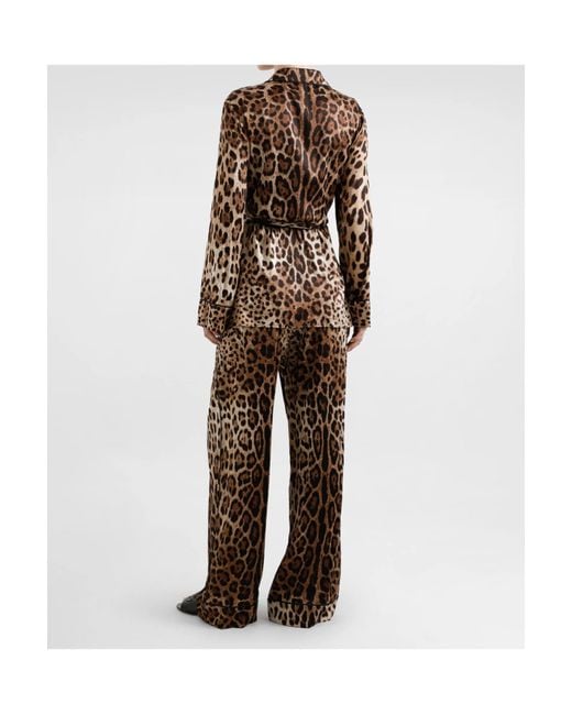 Dolce & Gabbana Brown Leopard Print Pajama Pants