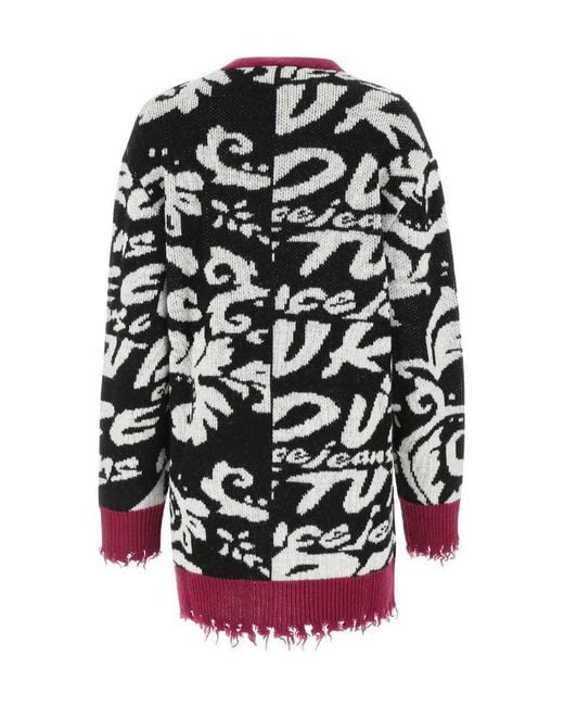 Versace Jeans Multicolor Couture Distressed V-Neck Cardigan