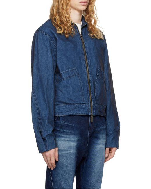 Adererror Blue Zippered Denim Jacket for men