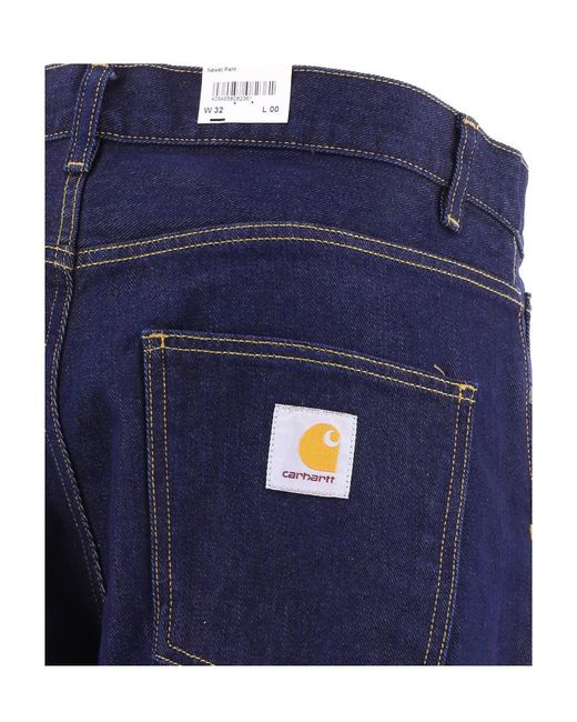 Carhartt Blue Newel Logo-Patch Straight-Leg Jeans for men