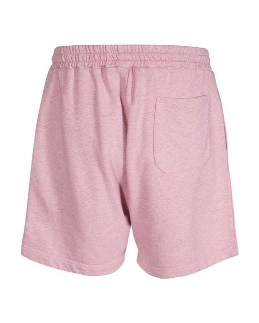 MSGM Pink Logo Embroidered Shorts for men