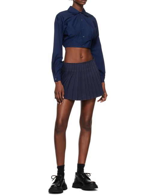 AMI Blue Long-Sleeved Short-Style Shirt