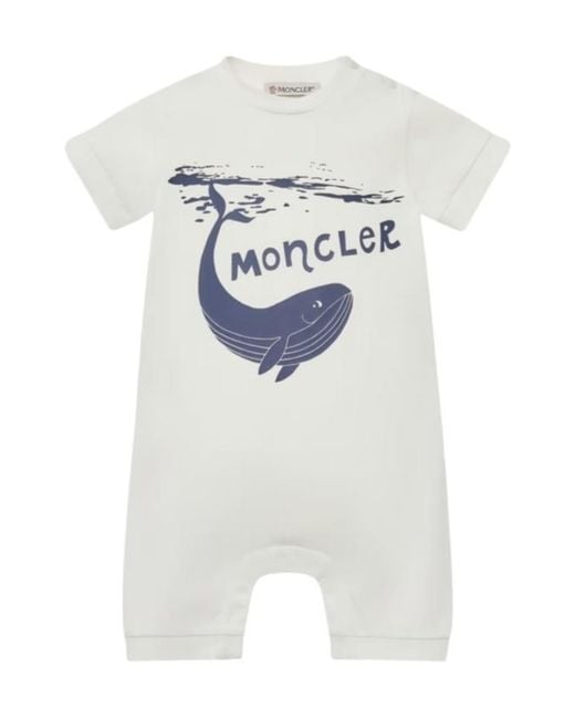 Moncler White Whale Motif Cotton Romper