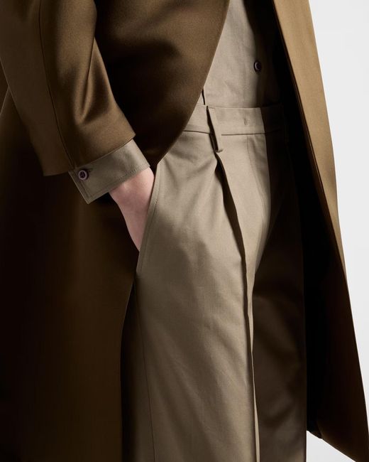 Prada Natural Pleated Straight-Leg Pants