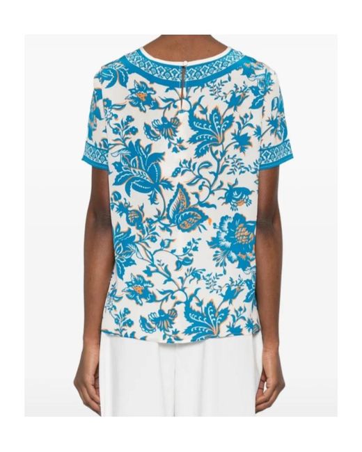 Etro Blue Pattern-Printed Short-Sleeved Top