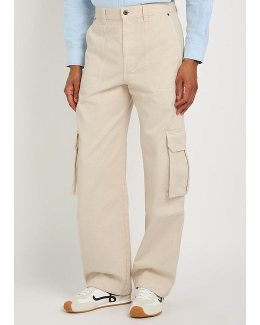 Loewe White Cotton Cargo Pants for men