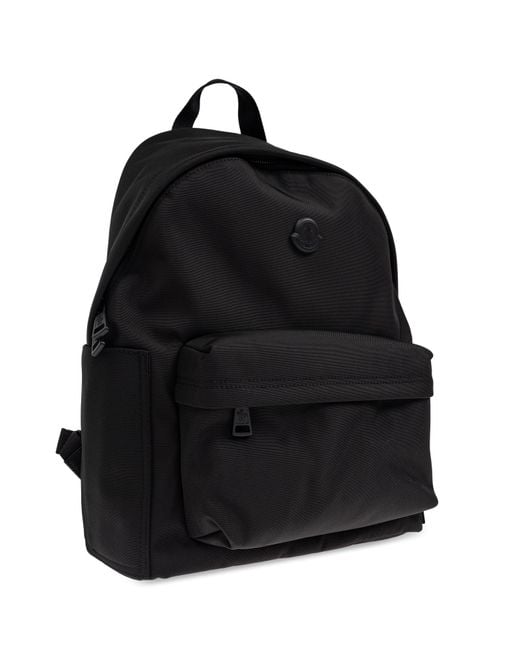 Moncler Black Logo Patch Zipped Backpack for men