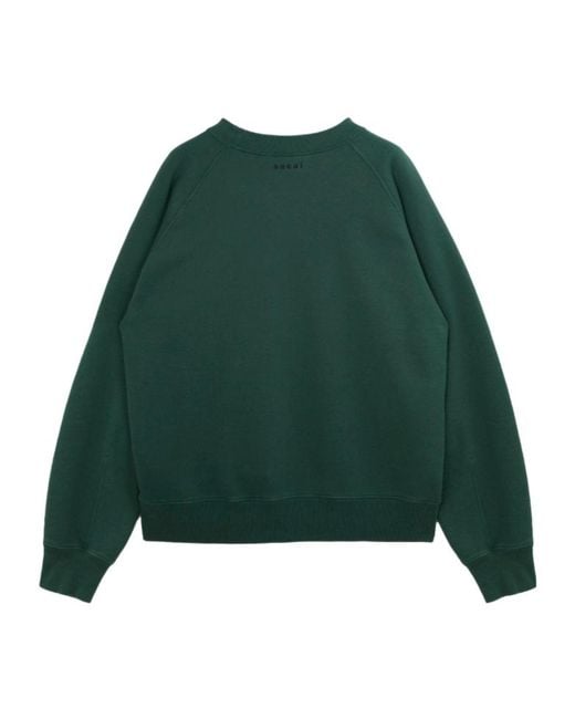 Sacai Green Slogan Printed Crewneck Sweatshirt for men