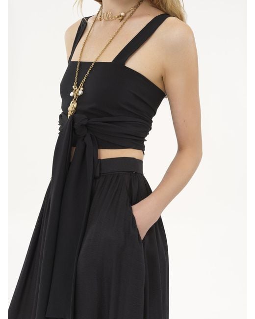 Chloé Black Crepe De Chine Cropped Top