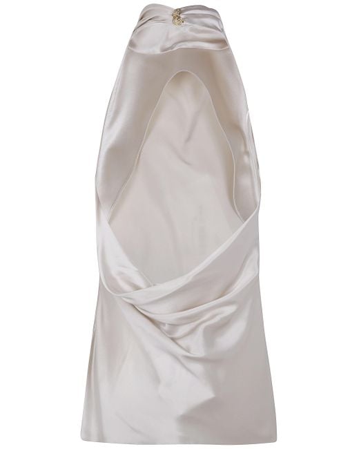 Balmain White Halter Neck Top