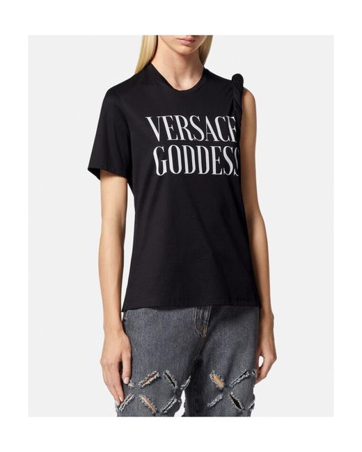 Versace Black Logo Printed Crewneck T-Shirt