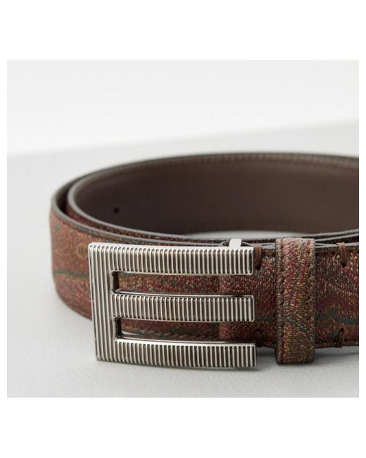 Etro Brown Paisley Printed Belt for men