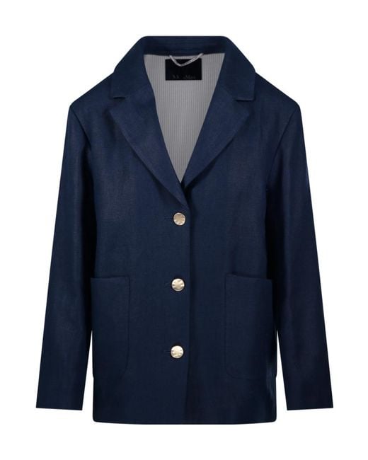 Max Mara Blue 'S Carlotta Single-Breasted Jacket